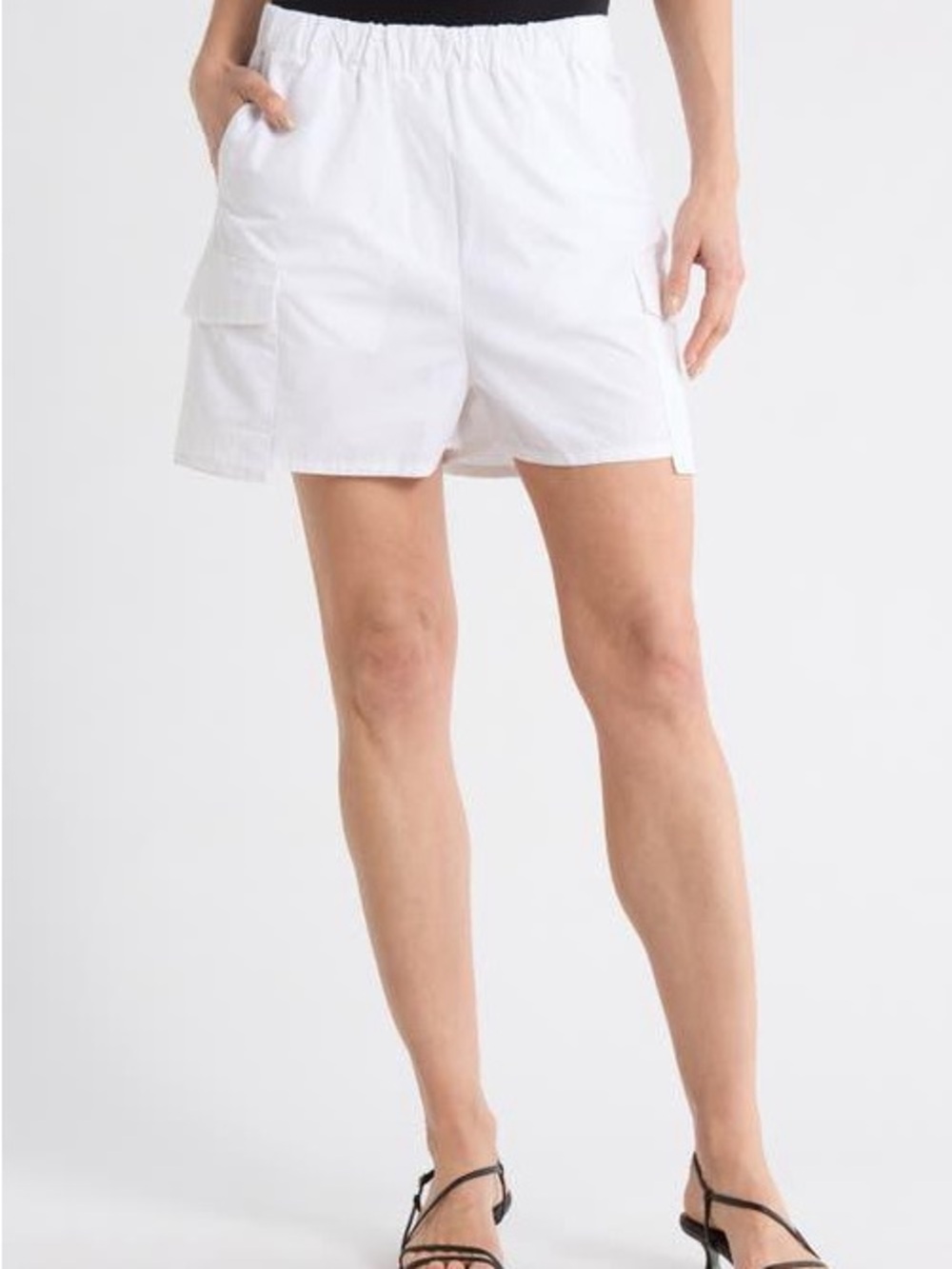DL1961 White Elastic-Waist Poplin Cargo Boxer Shorts